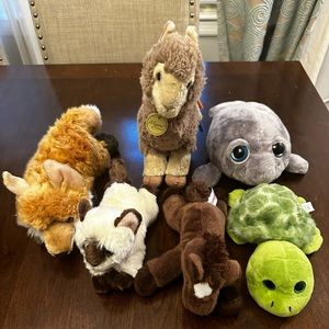 Bulk 6 Stuffed Animal: Cat • Turtle • Manatee • Horse • Llama • Fox